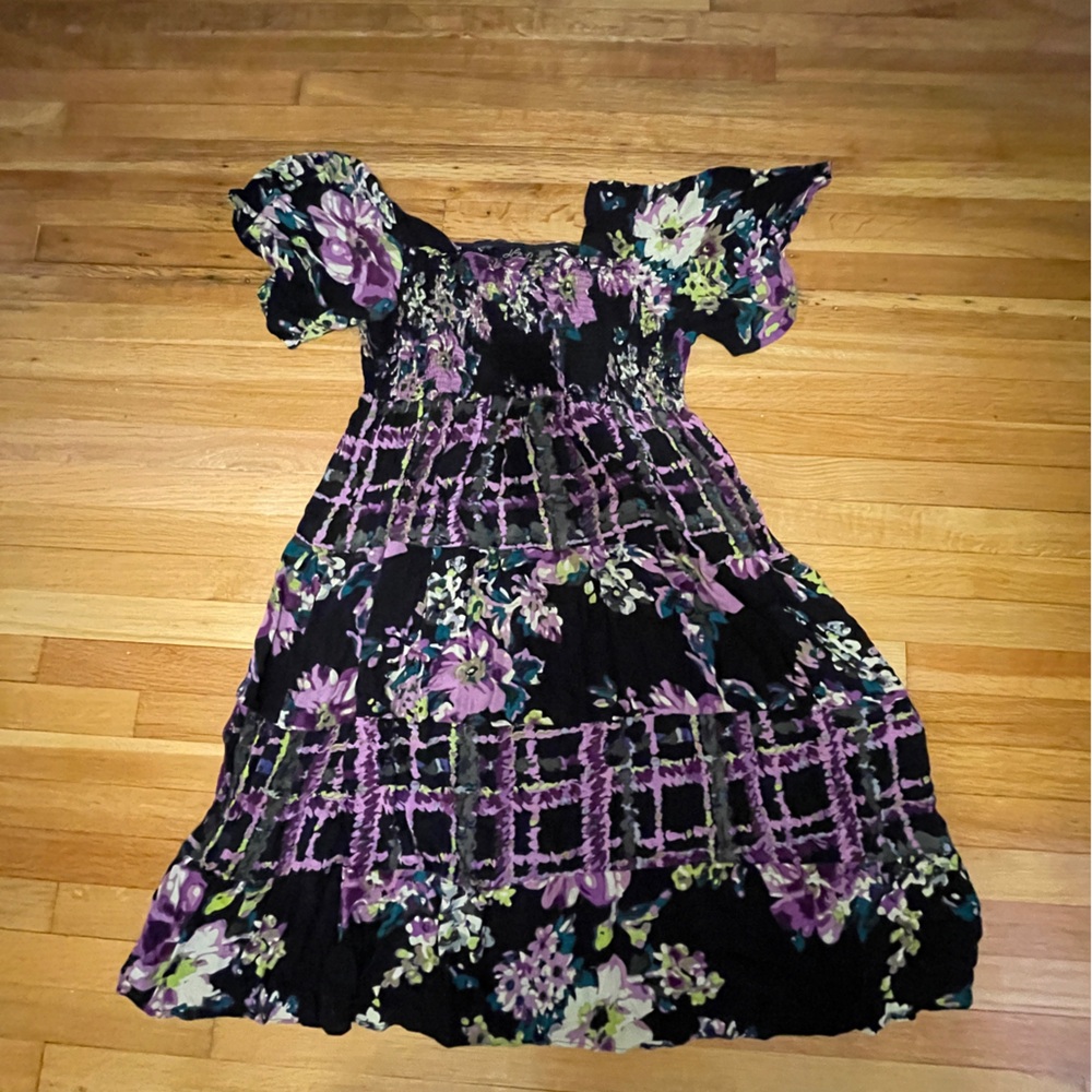 Floral Rayon Spring Dress With Shirred Bodice